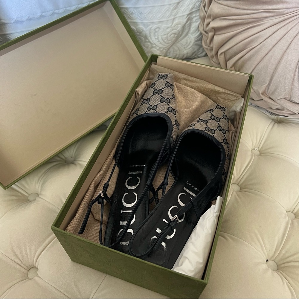 Gucci canvas slingback GG navy blue 39.5